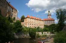 Český Krumlov Schloss und Kanufahrer